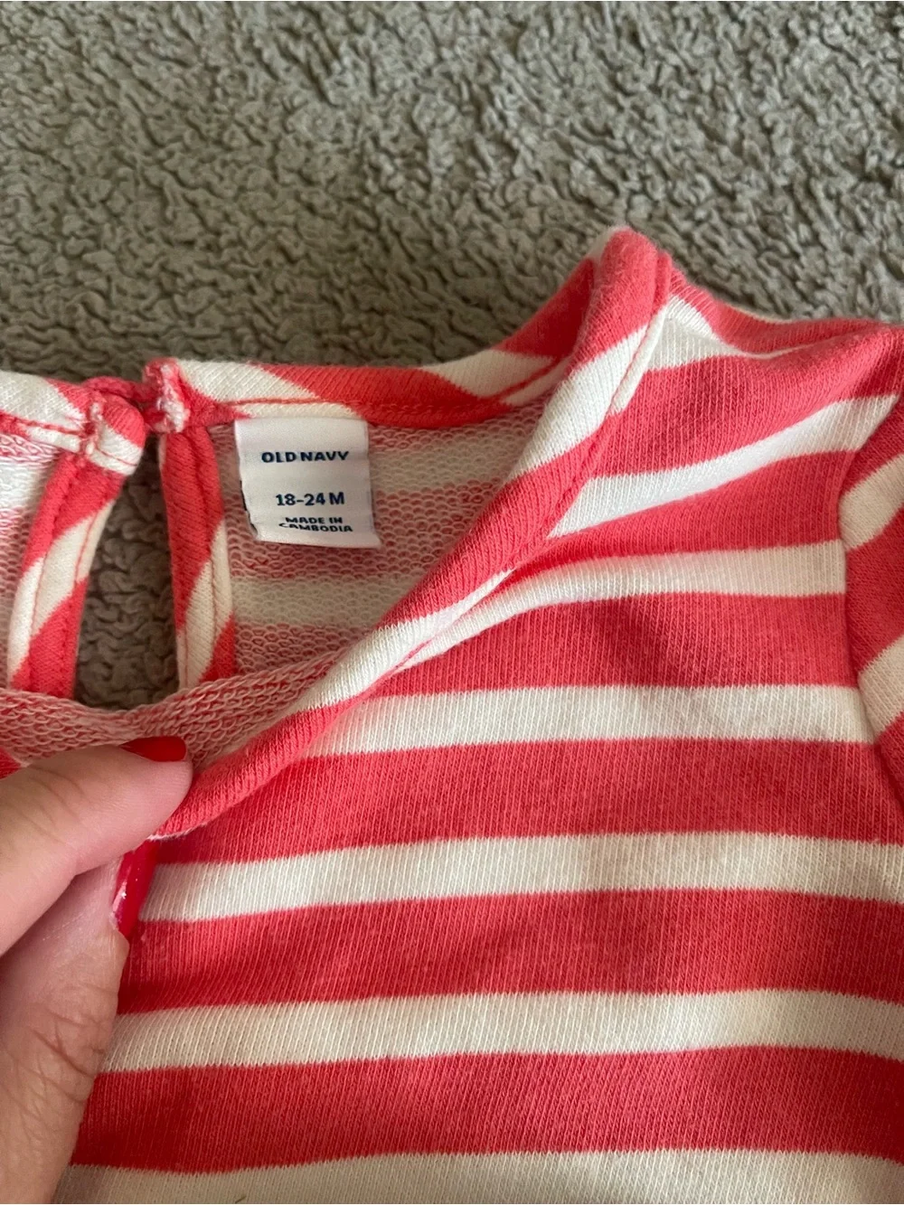 Old Navy Coral and White Striped Top with Black Leggings Pajama Set